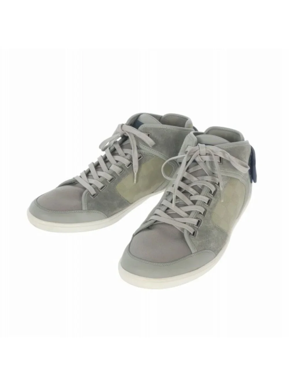 Louis Vuitton Suede Damier High Cut Sneakers 6 Gray